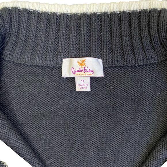 Quacker Factory Sz 1X Holiday Cardigan w Embroidered & Beaded Snowflakes Flaws - Picture 7 of 16